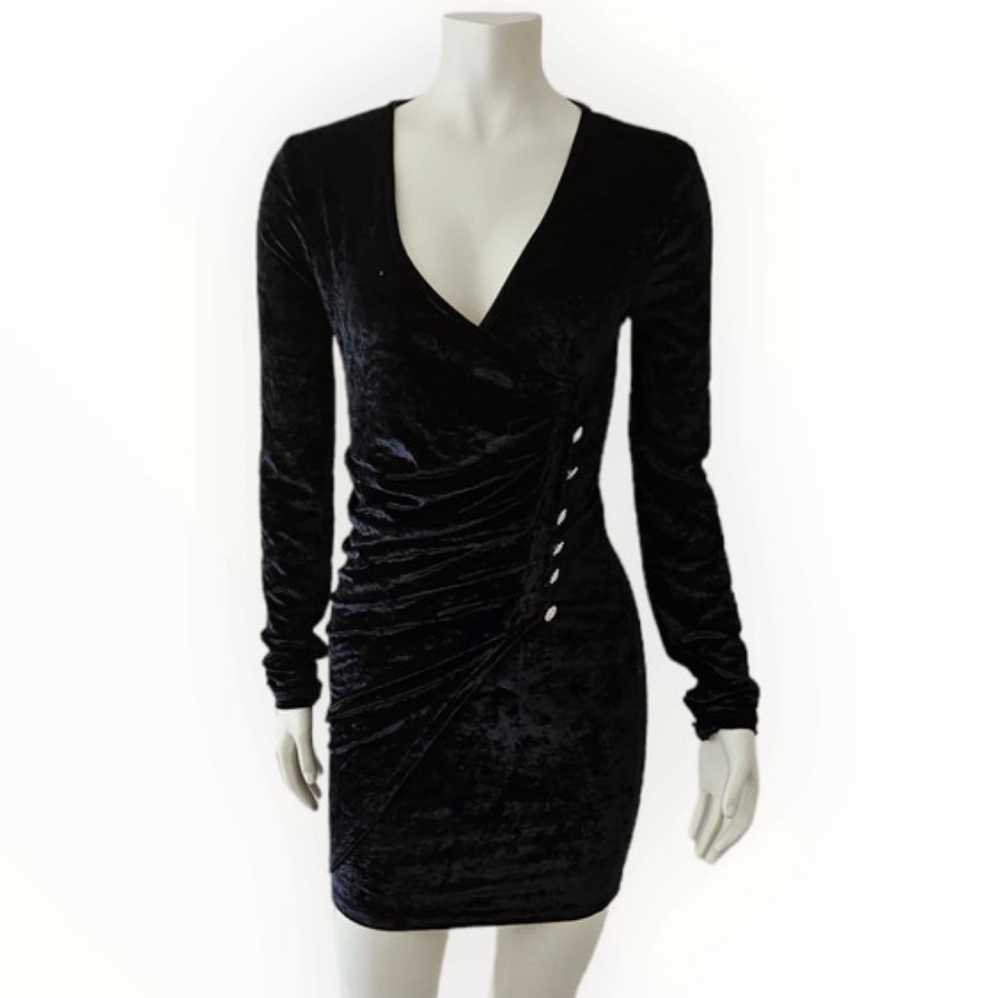 VTG 90'S Black Faux Velvet Mini Dress